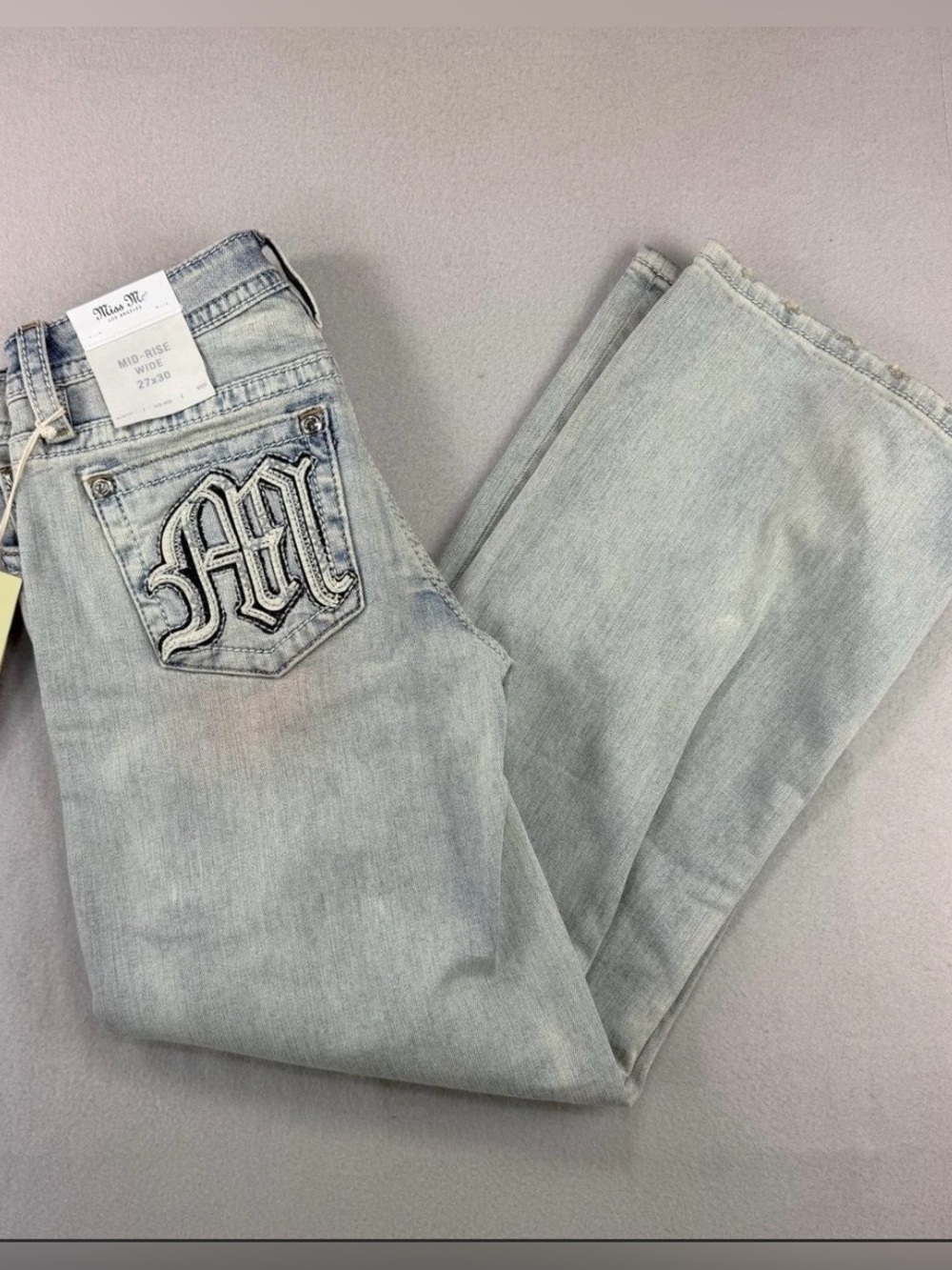 Miss Me Light Blue Boot Cut Jeans with Embroidered Pocket